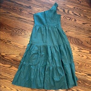 Teal One-Shoulder Tiered Dress